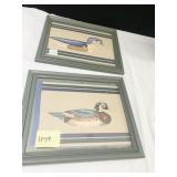 TWO MALLARD DUCK PRINTS FRAMED 9.5" X 11.5"
