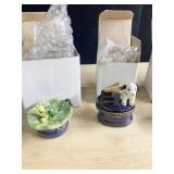 TRINKET BOXES FROG ON LILY PAD WITH FLOWER, DOG