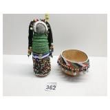 HAND MADE BEADED DOLL AND DRIED GOURD
