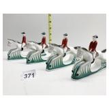 FOUR FOX HUNTER PORCELAIN FIGURES 1986 MARKED