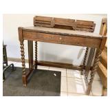 ANTIQUE OAK BARLEY TWIST LEG DESK W/ LETTER