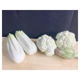 CERAMIC CELERY, CAULIFLOWER, FLOWER, MADE IN