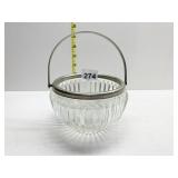 CLEAR GLASS METAL HANDLED DISH