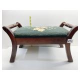 HAND NEEDLEPOINTED SEAT SMALL FOOT STOOL