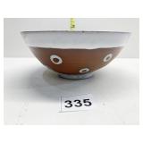 HAND THROWN BROWN W/CIRCLES BOWL SIGNED BY ARTIST