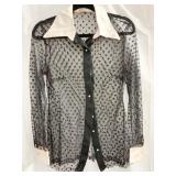 SHEER BLACK SATIN SLEEVES COLLAR LTD 15IN ACROSS