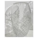 TWO TALL ETCHED GLASS VASES