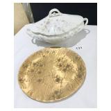 WENDELL AUGUST BRONZE PLATE AND COVERED SERVING