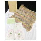 HAND EMBROIDERED FLOWER HANDKERCHIEFS AND JAPAN