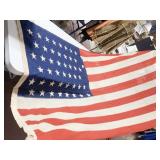 90" X 56" VINTAGE 48 STAR CLOTH AMERICAN FLAG