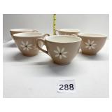 FIVE PINK FLOWER COFFEE CUPS