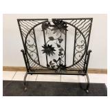 METAL FIREPLACE SCREEN RAISED FLOWER DESIGN 30" W