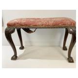 CLAW AND BALL FEET CARVED VANITY BENCH UPHL. TOP