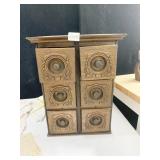 OAK 6 DRAWER APPLIED CARVING CABINET 15.5" H X