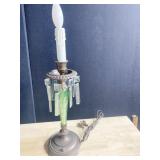 URANIUM GLASS LAMP WITH CRYSTALS, 21" H