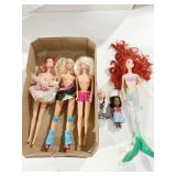 3 BARBIES, DISNEY LITTLE MERMAID, CHELSEA DOLLS