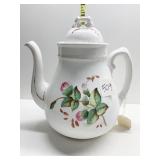 VINTAGE PORCELAIN TEA POT WITH ROSE DESIGN & LID