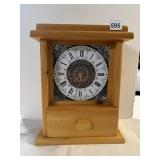 PINE WOOD MANTEL CLOCK WITH ROMAN NUMERALS AND
