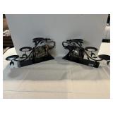 2 MOSAIC ELEPHANT CANDLE HOLDERS FOR 3 BALL