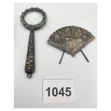 STERLING FAN AND STERLING HANDLE MAGNIFIER