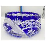 CZECH BOHEMIAN COBALT BLUE CUT TO CLEAR LEAD