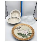 JAPAN PLATE W/ BIRD ON BRANCH, GLASS PLATE GOLD