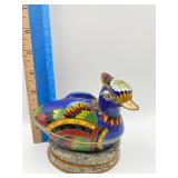 CLOISONNE DUCK TRINKET BOX OF CLOTH STAND