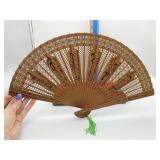 WOOD CARVED FAN IN BOX MADE IN CHINA