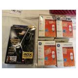 ASSORTED LIGHT BULBS GROUP AND FLASHLIGHT