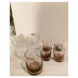 ROCKS GLASSES AND FOUR VOTIVE CANDLE HOLDERS AND