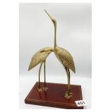 BRASS CRANES ON WOOD BASE