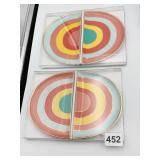 4 RAINBOW DESIGN STONEWARE DISHES NEW IN BOX