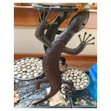 GECKO DECORATED 2 TIER SIDE TABLE METAL BASE 25