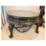 BLACK LACQUERED COFFEE TABLE W/ GLASS TOP,