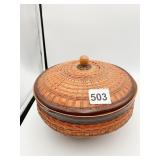 HAND WOVEN FOOTED BASKET