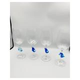 4 MOUTH BLOWN GLASSES WITH ANIMAL FIGURES
