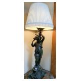 FIGURAL TABLE LAMP BOY W/ HAT AND WRAP, ORNATE