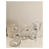 SET OF MOUTH BLOWN GLASSES WITH RHINESTONES