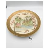 JAPANESE SATSUMA PLATE W/ CHERRY BLOSSOMS GOLD