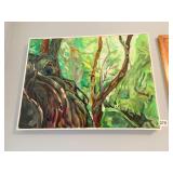 TOM LEDDY PAINTED ON CANVAS OUTDOOR SCENE