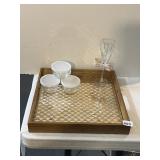 SERVING TRAY AND GLASS STORAGE CONTAINERS