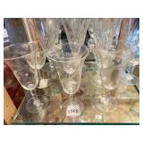 11 ETCHED CRYSTAL GLASSES