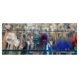 4 BLUE BUBBLE GLASS STEMS GLASSES, MARTINI