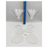 TWO WATERFORD MARQUIS MARTINI GLASSES AND A SET