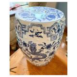 BLUE AND WHITE GARDEN SEAT