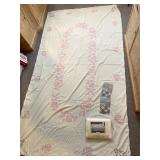 100" X 56" CROSS STICH TABLECLOTH W/ CUTOUT