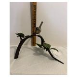 BRASS SONGBIRD ON METAL BRANCH