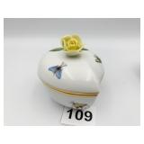 HEREND HUNGARY HAND PAINTED COVERED BOX HEART