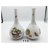 HEREND BUD VASES HAND PAINTED 5.25" H
