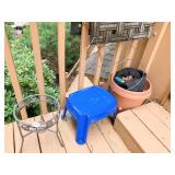 PLANT HOLDER, BLUE STOOL, PLANTER